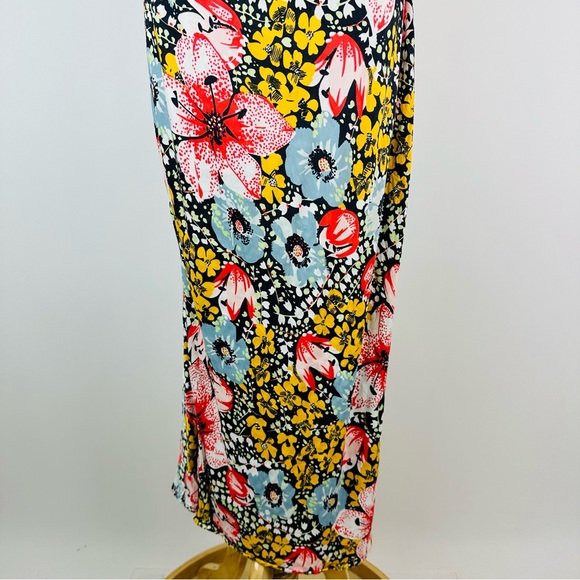 Anthropologie Elyse Floral Byas Cut Slip Dress Side Slit Midi Dress Size XS - Picture 5 of 12